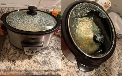 I got my first slow cooker last week, and today my roommate thought it was a good idea to heat up—you guess what—in it.