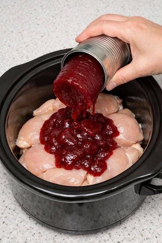 Easy Slow Cooker Cranberry Chicken (Sweet & Savory High-Protein Dinner)