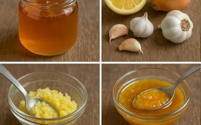 Honey, lemon juice, onion, garlic, and grated ginger: use a teaspoon a day and prepare to be amazed!